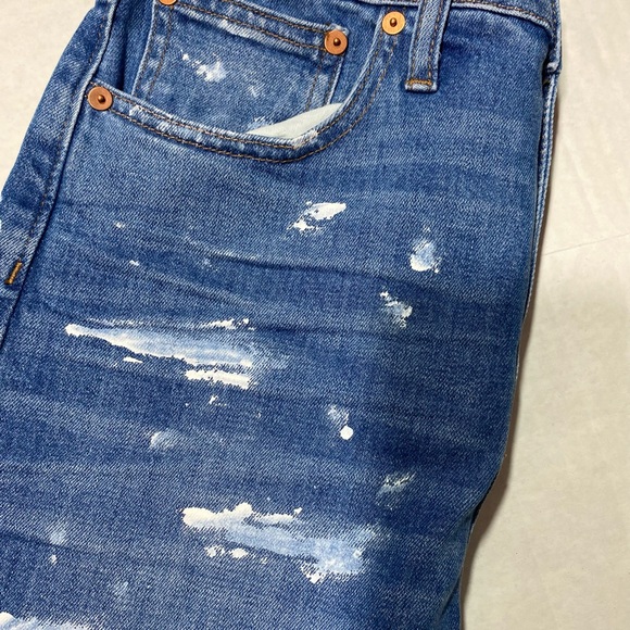 Madewell The High Rise Slim Boyfriend With White Paint Splater NWT Size 26 - Picture 8 of 16